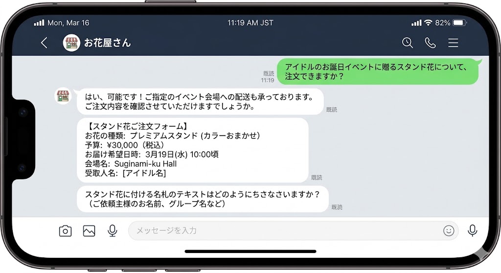 LINE注文の会話例
